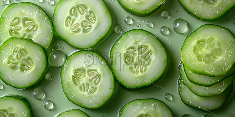 Fresh sliced ​​cucumbers on a background - Starpik Stock