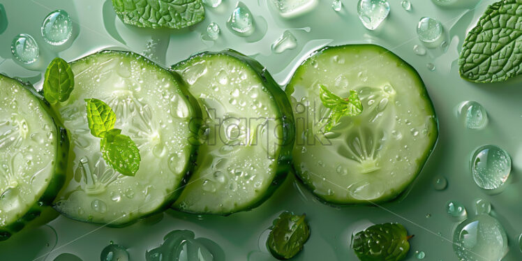 Fresh sliced ​​cucumbers on a background - Starpik Stock