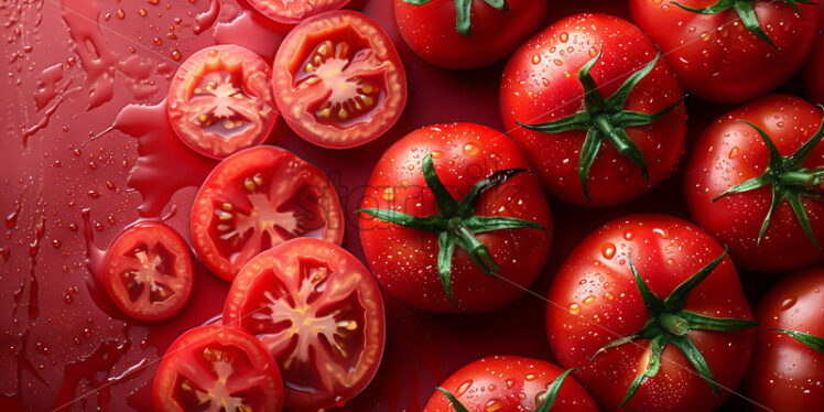 Fresh sliced ​​tomatoes on a background - Starpik Stock