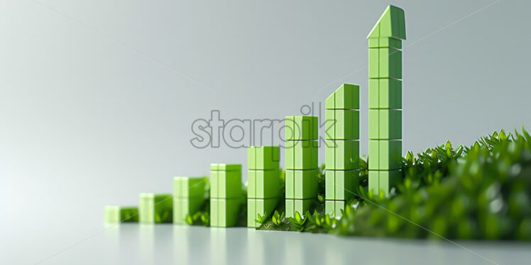 Green economic graphs growing upwards - Starpik Stock