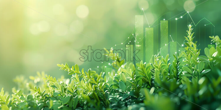 Green economic graphs growing upwards - Starpik Stock