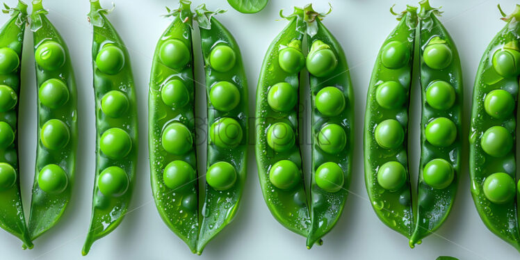 Green pea pods on a white background - Starpik Stock