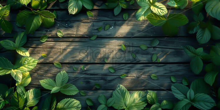 Leaves on a wooden background - Starpik Stock