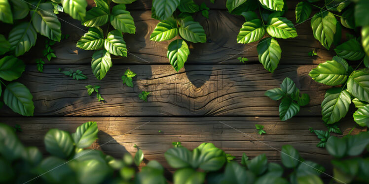 Leaves on a wooden background - Starpik Stock