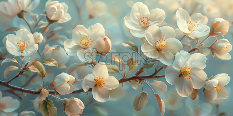  Lovely apple blossoms on a branch - Starpik Stock