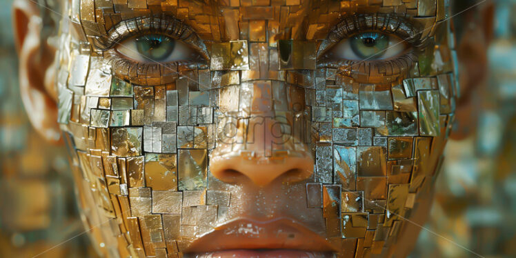 Metal cube portrait of a girl - Starpik Stock