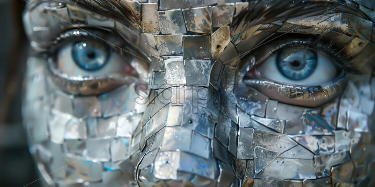 Metal cube portrait of a girl - Starpik Stock