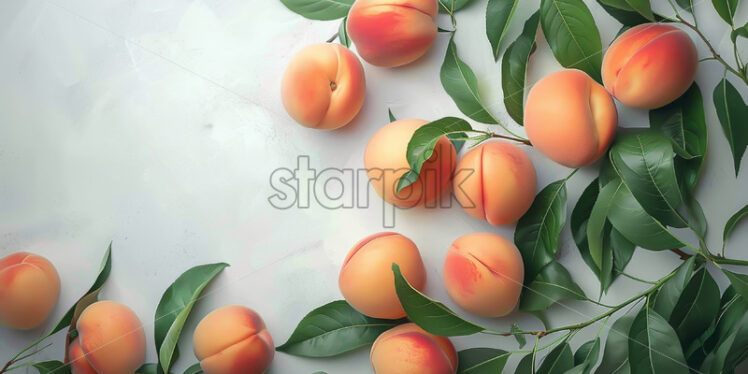 Peaches on white background, studio shot - Starpik Stock