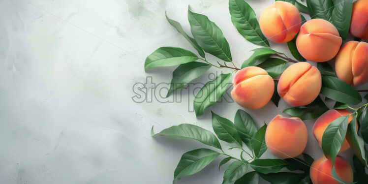 Peaches on white background, studio shot - Starpik Stock