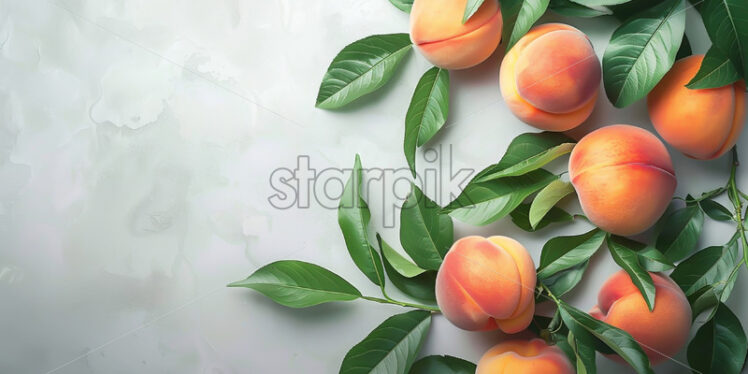 Peaches on white background, studio shot - Starpik Stock