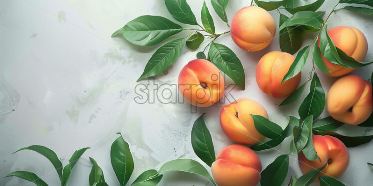 Peaches on white background, studio shot - Starpik Stock