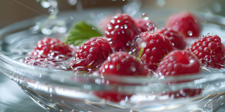 Raspberries in a bowl of water - Starpik Stock