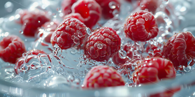 Raspberries in a bowl of water - Starpik Stock