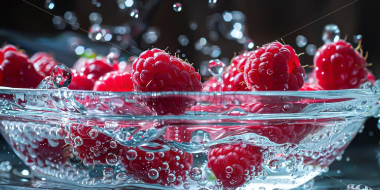 Raspberries in a bowl of water - Starpik Stock