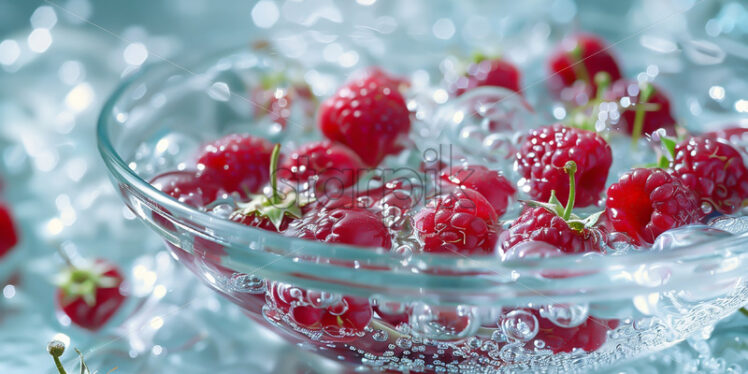 Raspberries in a bowl of water - Starpik Stock