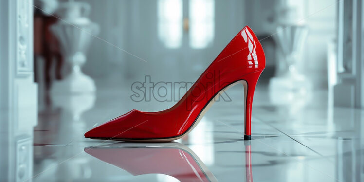 Red elegant ladies shoes, studio photo - Starpik Stock