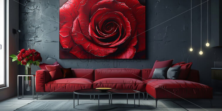 Red roses in a modern interior - Starpik Stock