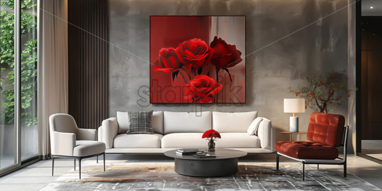 Red roses in a modern interior - Starpik Stock