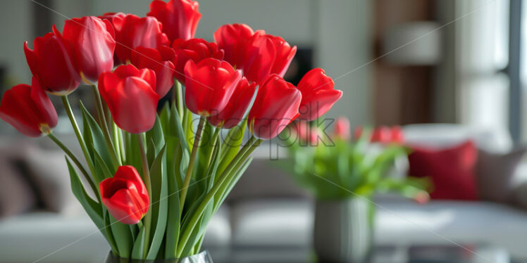 Red tulips in a modern interior - Starpik Stock