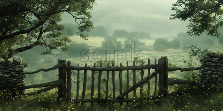 Stick fence on a plain - Starpik Stock