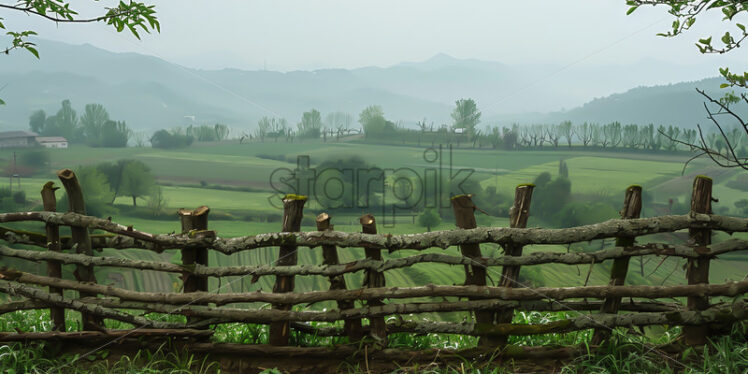 Stick fence on a plain - Starpik Stock