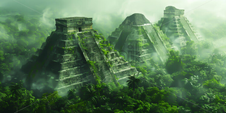 Three pyramids in the Amazonian jungle - Starpik Stock