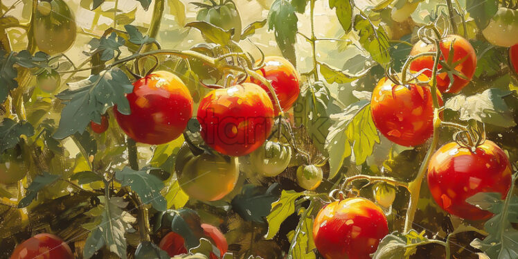 Tomatoes growing in the garden - Starpik Stock