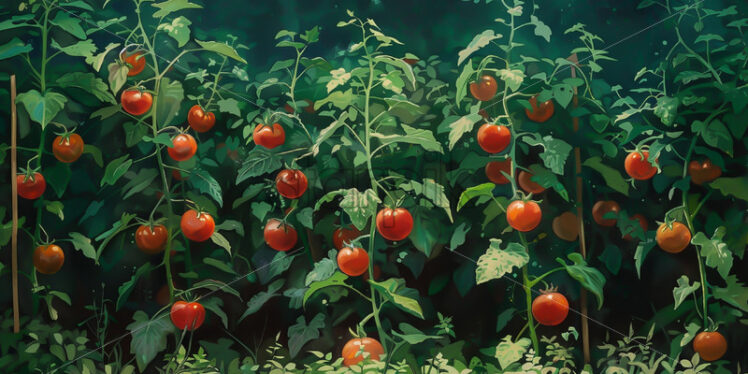 Tomatoes growing in the garden - Starpik Stock