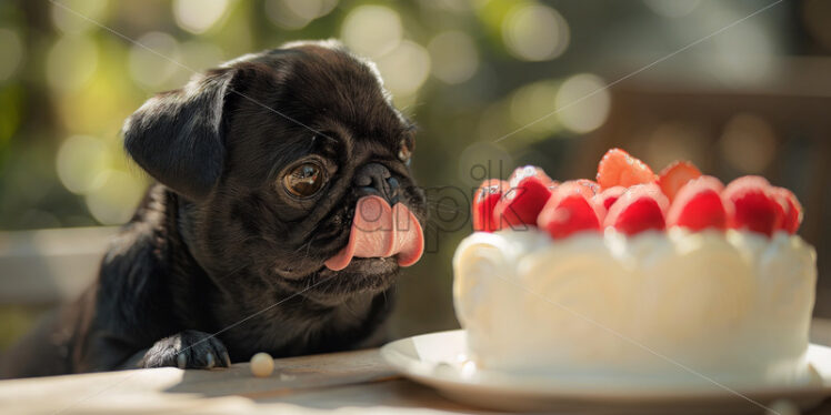 A black pug birthday card celebrate - Starpik