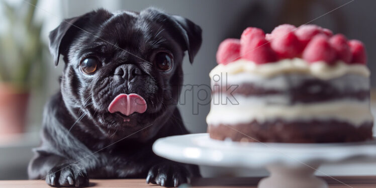A black pug birthday card celebrate - Starpik