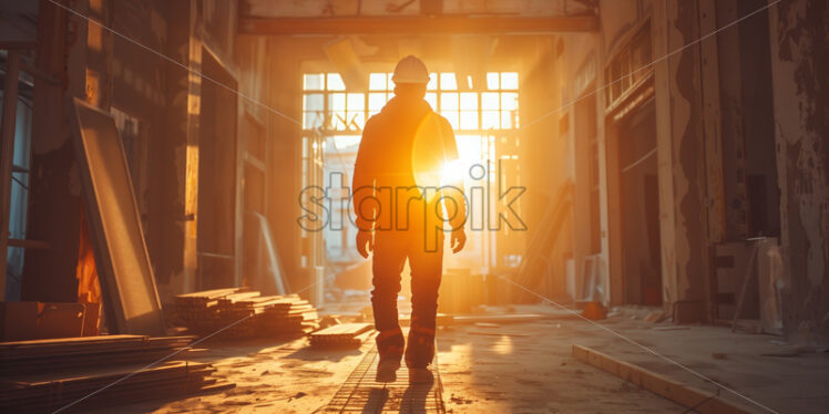 A constructer at the building site working - Starpik