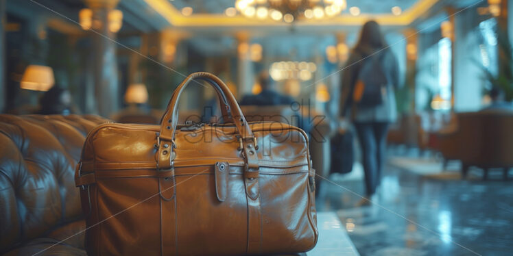 A leather bag in an aeroport lounge travel - Starpik