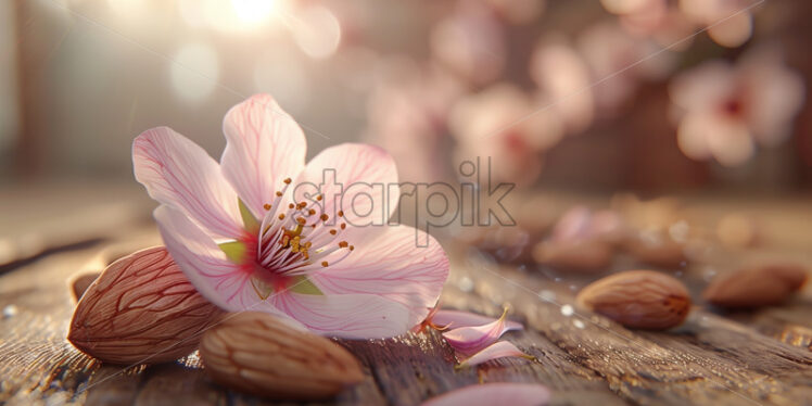 Almond flower and seed mock up banner - Starpik