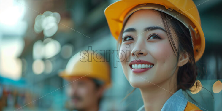 Asian woman architect at a construction - Starpik