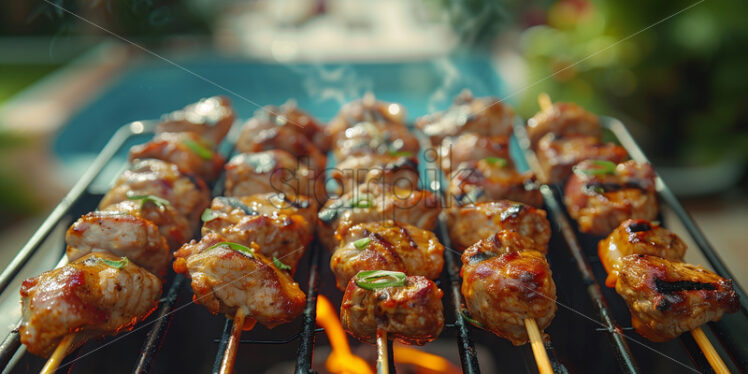 Bbq grill by the pool, summer party - Starpik