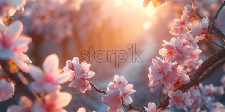 Blooming cherry flowers sakura spring background - Starpik