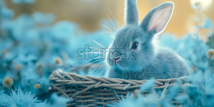 Blue turquoise rabbit Easter card - Starpik