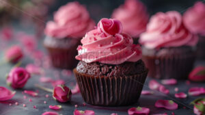 Chocolate muffins with rose petals - Starpik