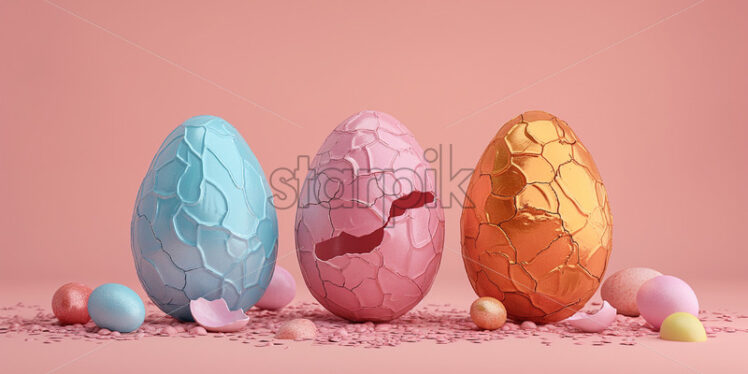 Colourful chocolate eggs cracked - Starpik