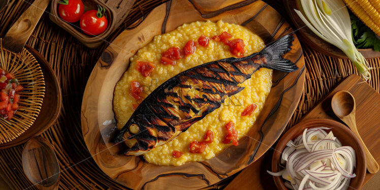 Corn Porridge with Grilled Fish - Starpik Stock