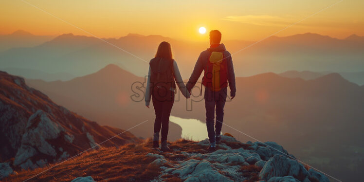 Couple mountain climbers together - Starpik