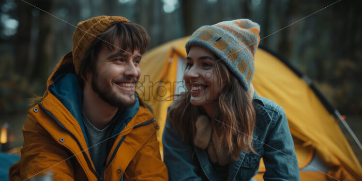 Couple traveling in a camp exploring together - Starpik