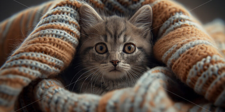 Cute kitten in a blanket - Starpik