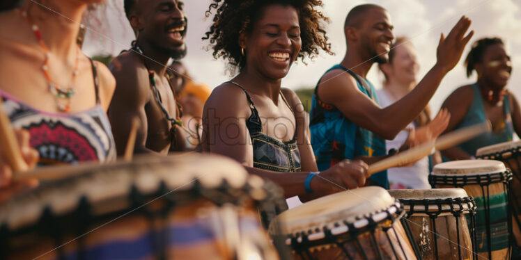 Drummers' Joyful Jam Session - Starpik Stock