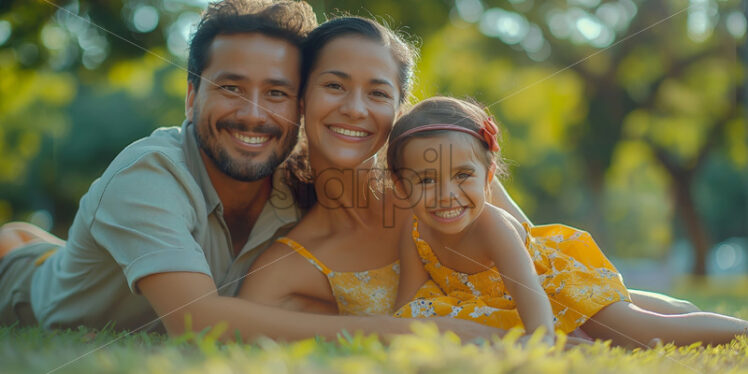 Family portrait in the park happy smile - Starpik