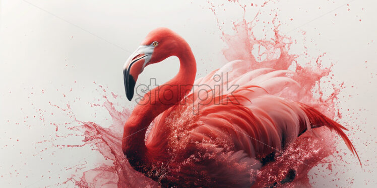 Flamingo bird in watercolour splash - Starpik