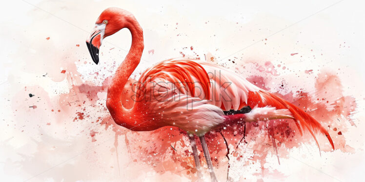 Flamingo bird in watercolour splash - Starpik