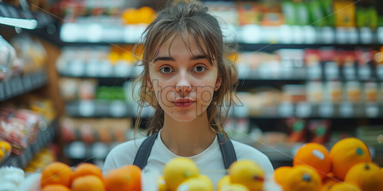 Girl working in a supermarket - Starpik