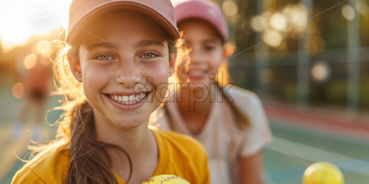 Girls playing tennis - Starpik