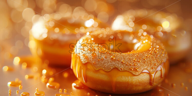 Golden donuts sparkling delicious dessert - Starpik